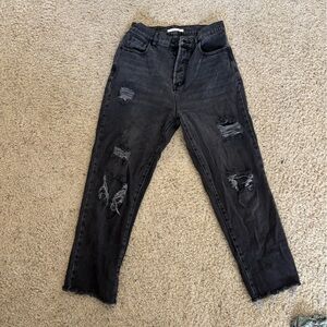 PacSun Distressed Black Straight Leg Jeans